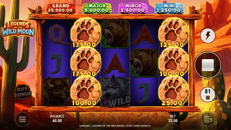Legends of the Wild Moon - Vincita nel gioco base
